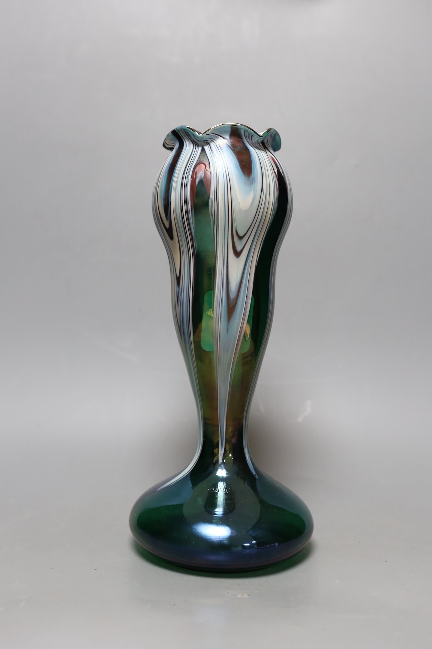 Josef Rindskopf, iridescent glass vase of bulbous form, 34cm